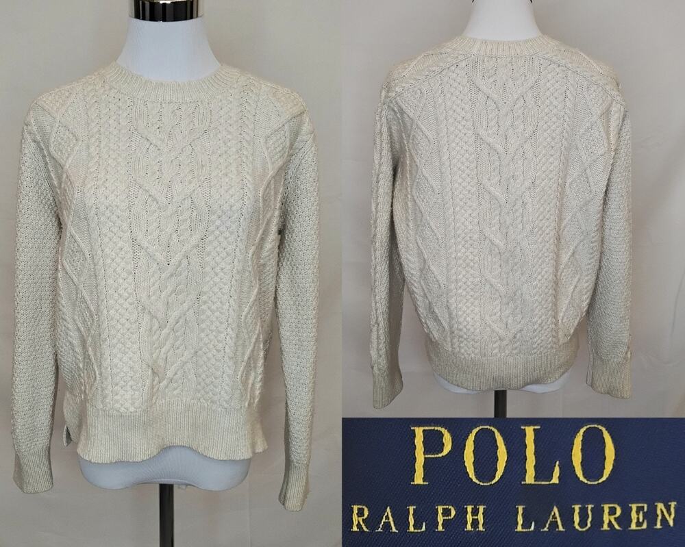 Polo Ralph Lauren Cable Knit Sweater Women's Size Small Cream #J5905